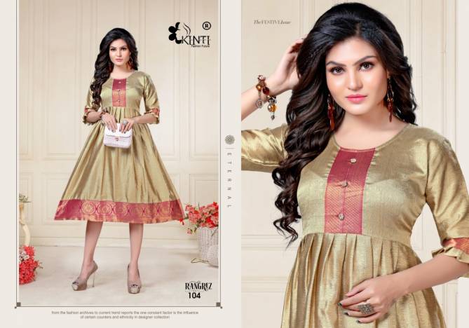 Kinti Rangrez Aura Fancy Flair Block Silk Festive Wear  Anarkali Printed Kurtis Collection 